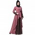 Polka dotted asymmetrical dress abaya- Puce Pink-Wine Polka dotted asymmetrical dress abaya- Puce Pink-Wine